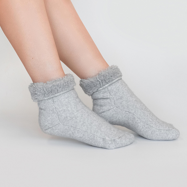 Носки меховые стрейч, шерсть натуральная, цвет серый фото 5