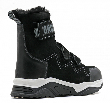 Ботинки ортопедические подростковые зимние Ортомода 43057-Н-201 черные нубук с мехом фото 4