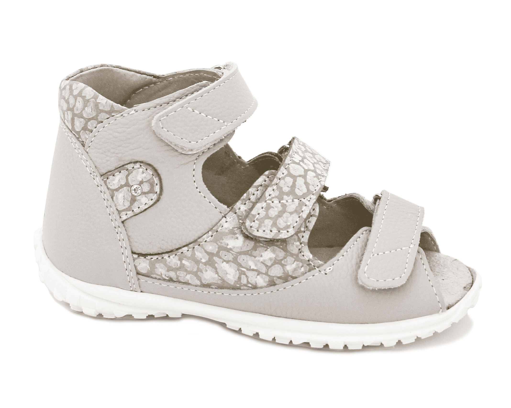 Сандалии ортопедические с открытым носом Орфея Б3-197-043-282-1 кожаные жемчужно-розовые с золотом фото 1