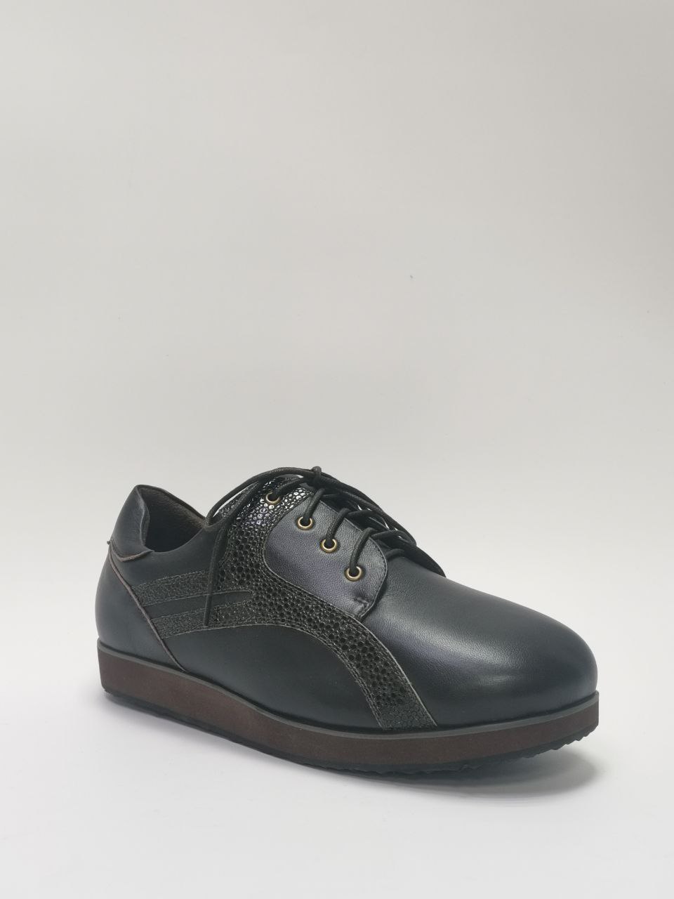 Полуботинки ортопедические женские кожаные Ортомода 8122 ш увеличенной полноты коричневые фото 1