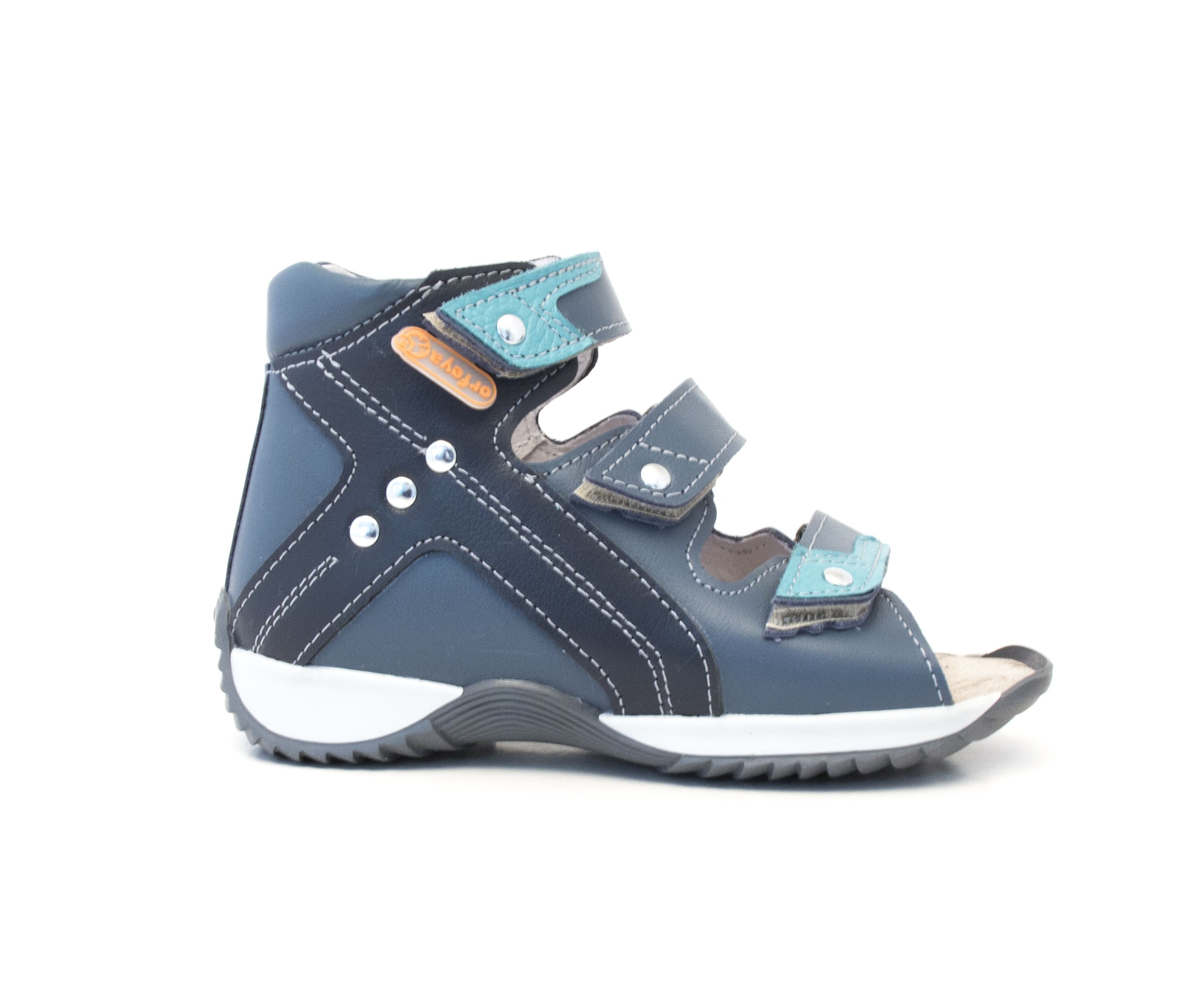 Сандалии детские ортопедические с открытым носом Орфея Б3-149-211-215-1 кожаные синие фото 10