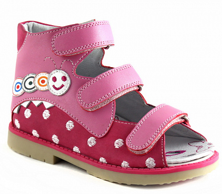 Сандалии ортопедические детские с открытым носом Ортомода 2120 КП/в розовые с каблуком Томаса фото 1